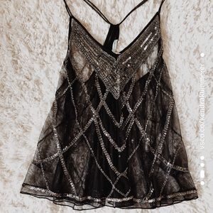 Urban Outfitters Sheer Beaded Top
